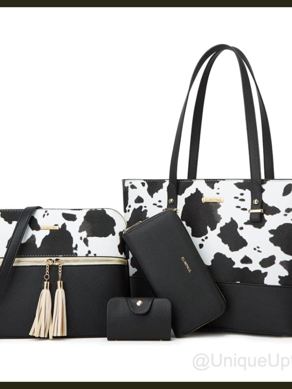Faux Leather Satchel Tote Bag Set 4pc Purse Messenger Wallet Clutch